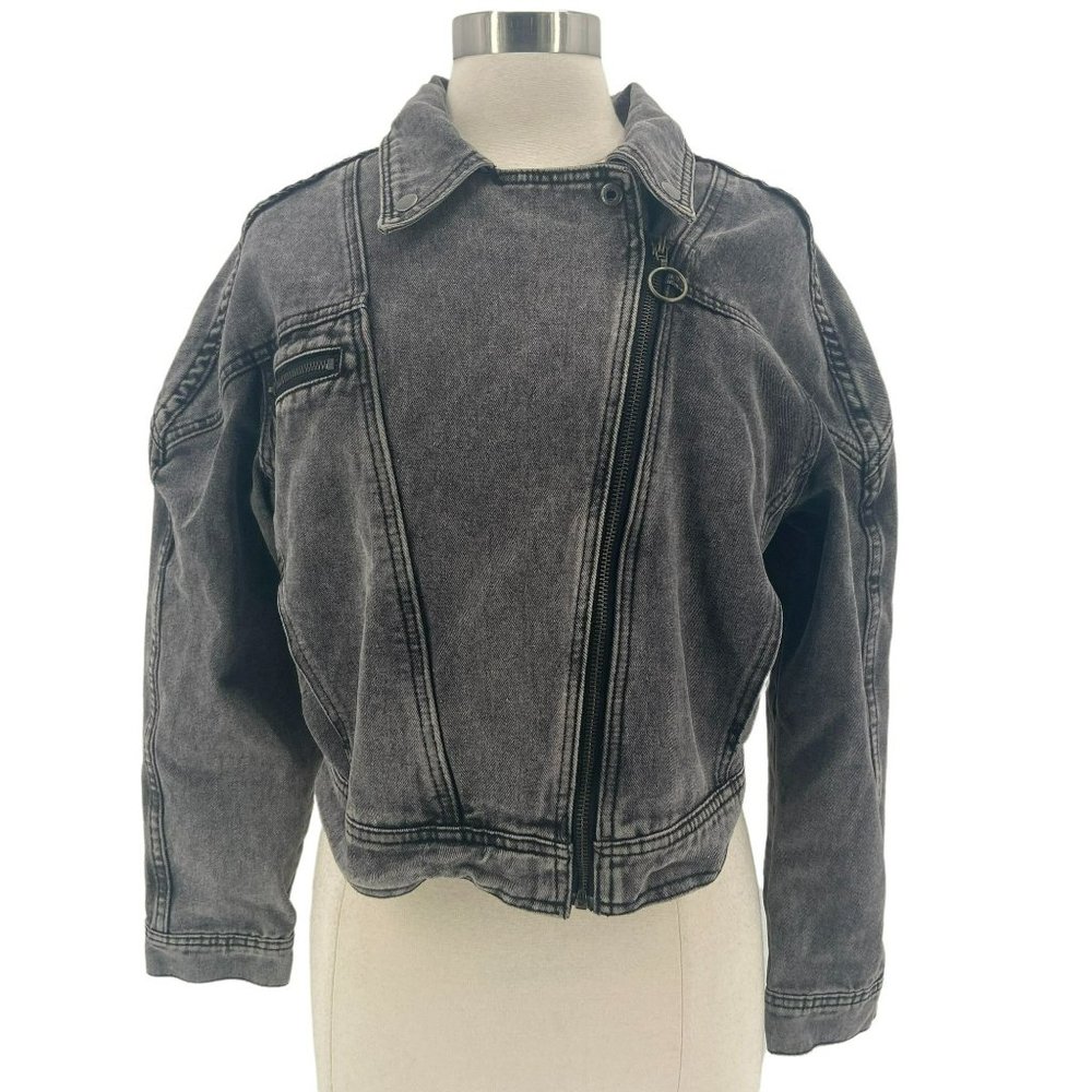 American Bazi Black Denim Jacket Large